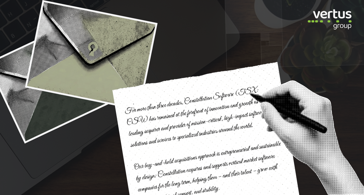 Hand written letter on Vertus Background
